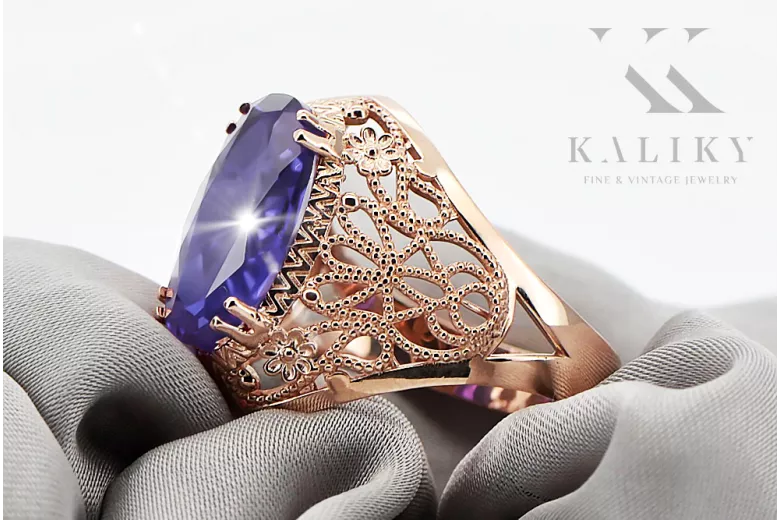 Alexandrite Original Vintage 14K Rose Gold Ring Vintage style vrc074r